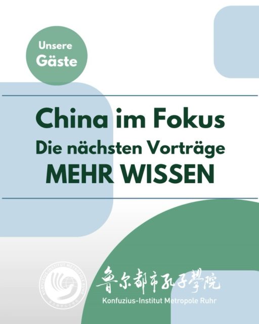 Ein China-Kenner aus der Region und ein Umweltjurist von der Universität Wuhan geben einen Einblick in ihre Forschung und Fachgebiete. Wir freuen uns auf den Austausch mit unseren Gästen!

Vortrag Holger Krins 
Paradoxe und Paradigmen zur chinesischen Wirtschaftsgeschichte
Di. 18.11.2025 | 18:30 Uhr
Teilnahme bei uns im Institut oder online via Zoom möglich

Vortrag auf Englisch 
Prof. QIN Tianbao, Universität Wuhan
China’s Multi-Faceted Role in Global Environmental Governance
Mo. 24.11.2025 | 18:00Uhr
Teilnahme: Bei uns im Konfuzius-Institut Duisburg / Neudorf

Die Teilnahme ist kostenlos, um Anmeldung wird gebeten. Für eine Erfrischung ist gesorgt. Kommt dazu! 

Mehr Infos & Anmeldung: siehe Webseite, Link in Bio.

Herzlich willkommen!

#umweltschutz #wirtschaftsgeschichte #china #einblick #forschung #wissenstransfer #ChinaImFokus #MEHRWISSEN